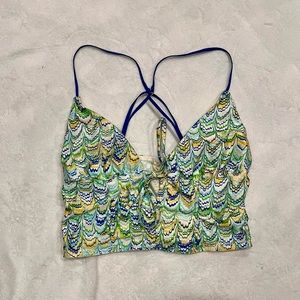 Urban Outfitters Out From Under Houdini Ruched Bra Top Green & Blue Size L
